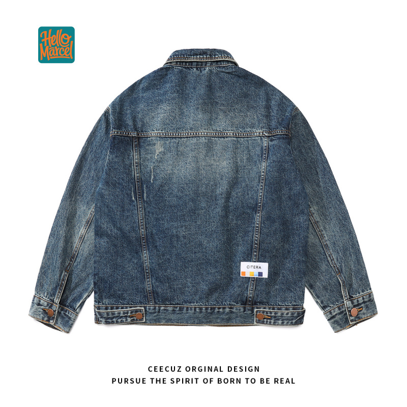 Jaqueta Jeans de Luxo HELLOMAR - Mens Fashion Denim Jacket avaliação e preço