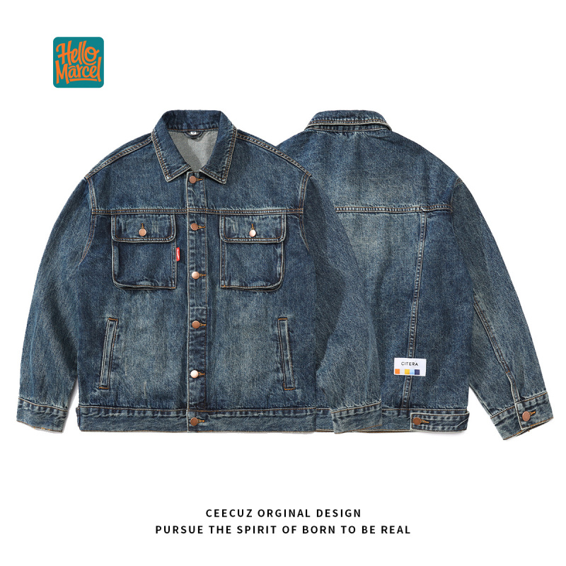 Jaqueta Jeans de Luxo HELLOMAR - Mens Fashion Denim Jacket avaliação e preço