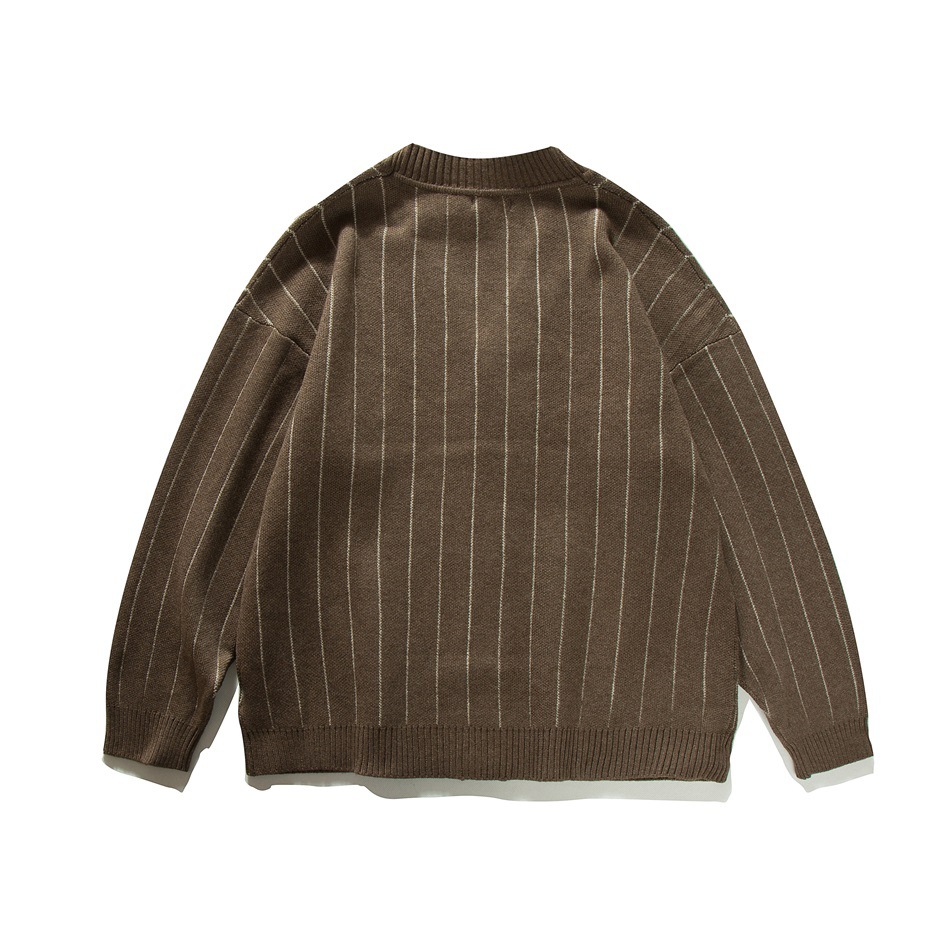 Primavera outono listra cardig - Men'S Fashion V Neck Sweater avaliação e preço