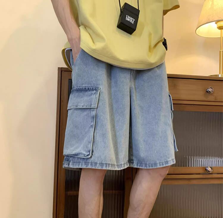 Shorts Cargo Jeans Masculino C - Men'S Fashion Loose Pants avaliação e preço