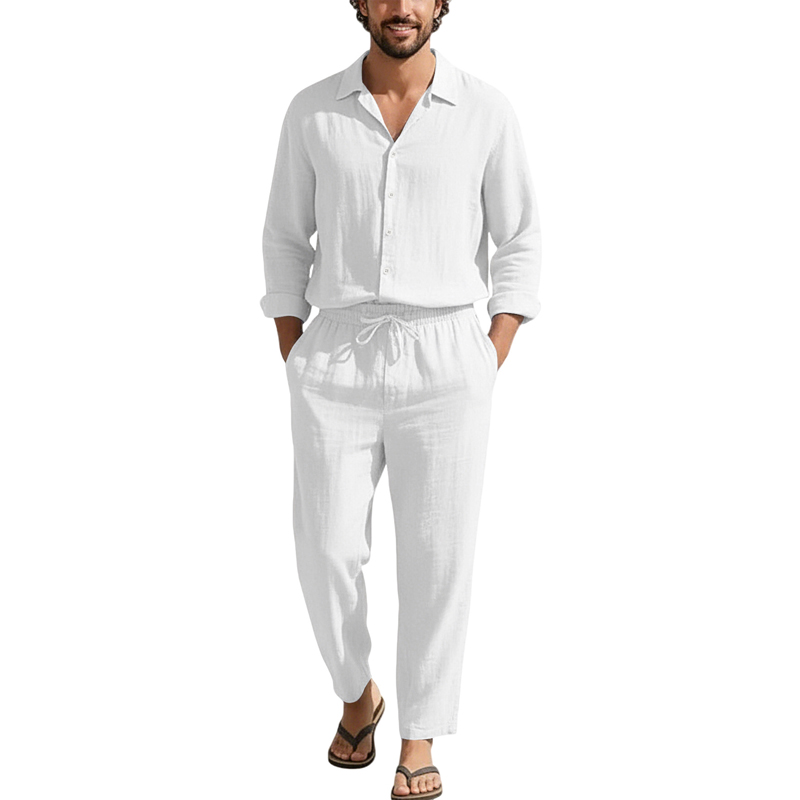 Conjuntos Casuais de Linho Pri - Men'S Fashion Loose Pants avaliação e preço