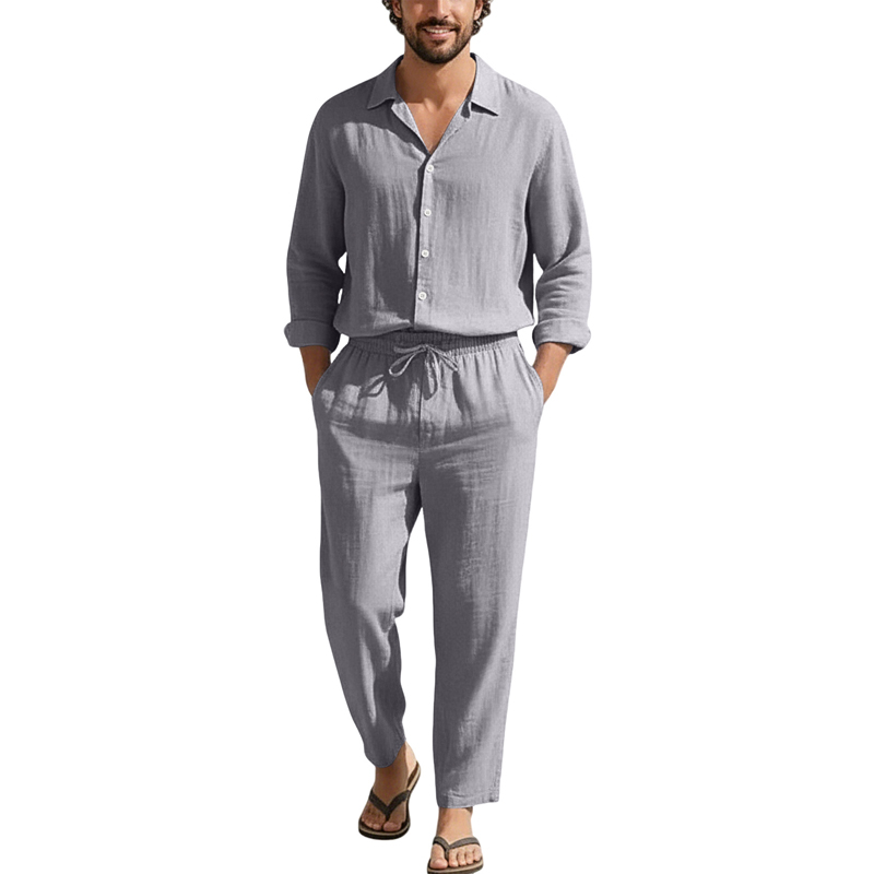Conjuntos Casuais de Linho Pri - Men'S Fashion Loose Pants avaliação e preço
