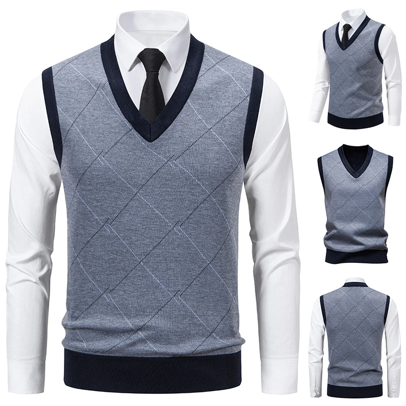Camisola quente de malha mascu - Men'S Fashion V Neck Sweater avaliação e preço