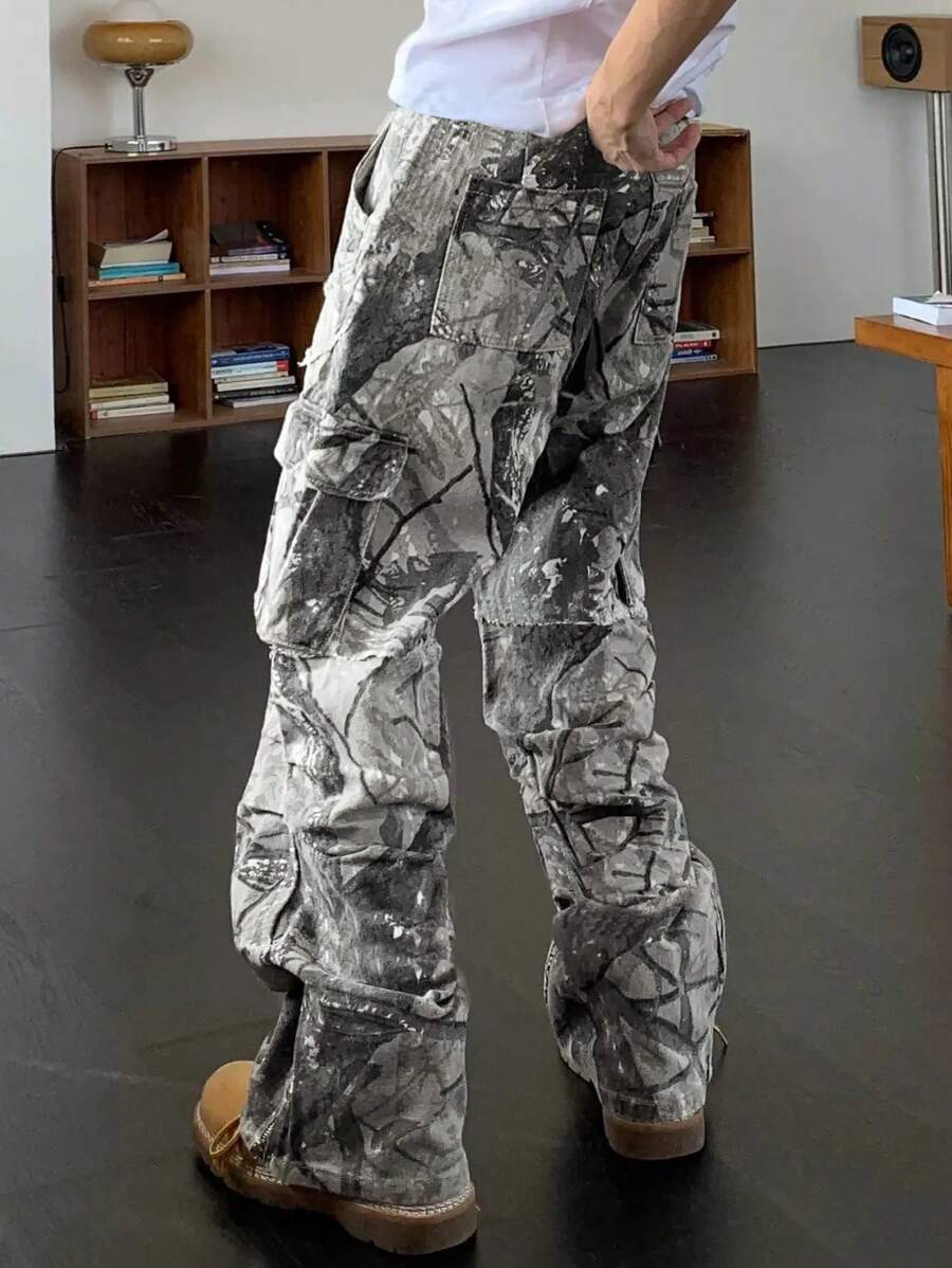 Calças Cargo Masculinas com Es - Men'S Fashion Trousers avaliação e preço