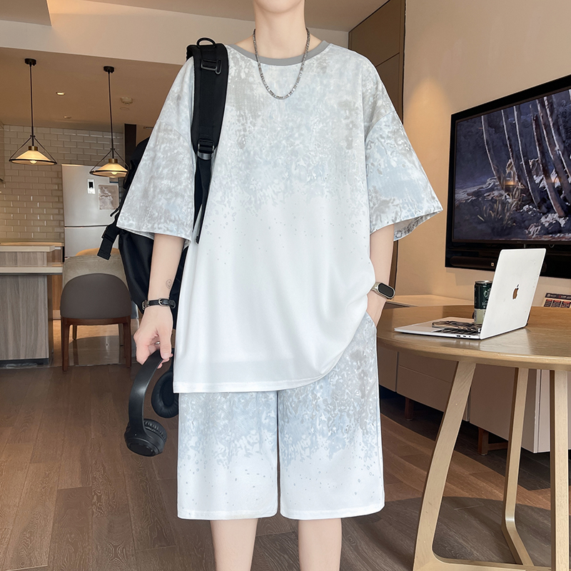 【Conjunto de Calças e Camiseta - Men'S Fashion Loose Pants avaliação e preço