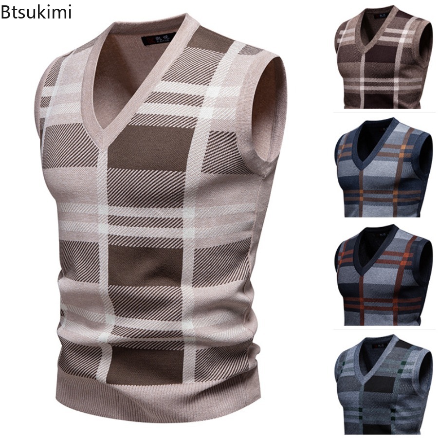 Novo Colete Masculino de Tricô - Men'S Fashion V Neck Sweater avaliação e preço