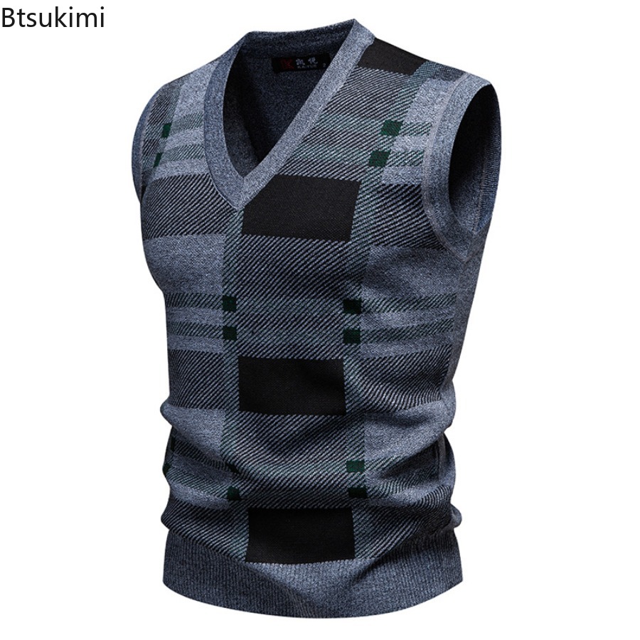 Novo Colete Masculino de Tricô - Men'S Fashion V Neck Sweater avaliação e preço